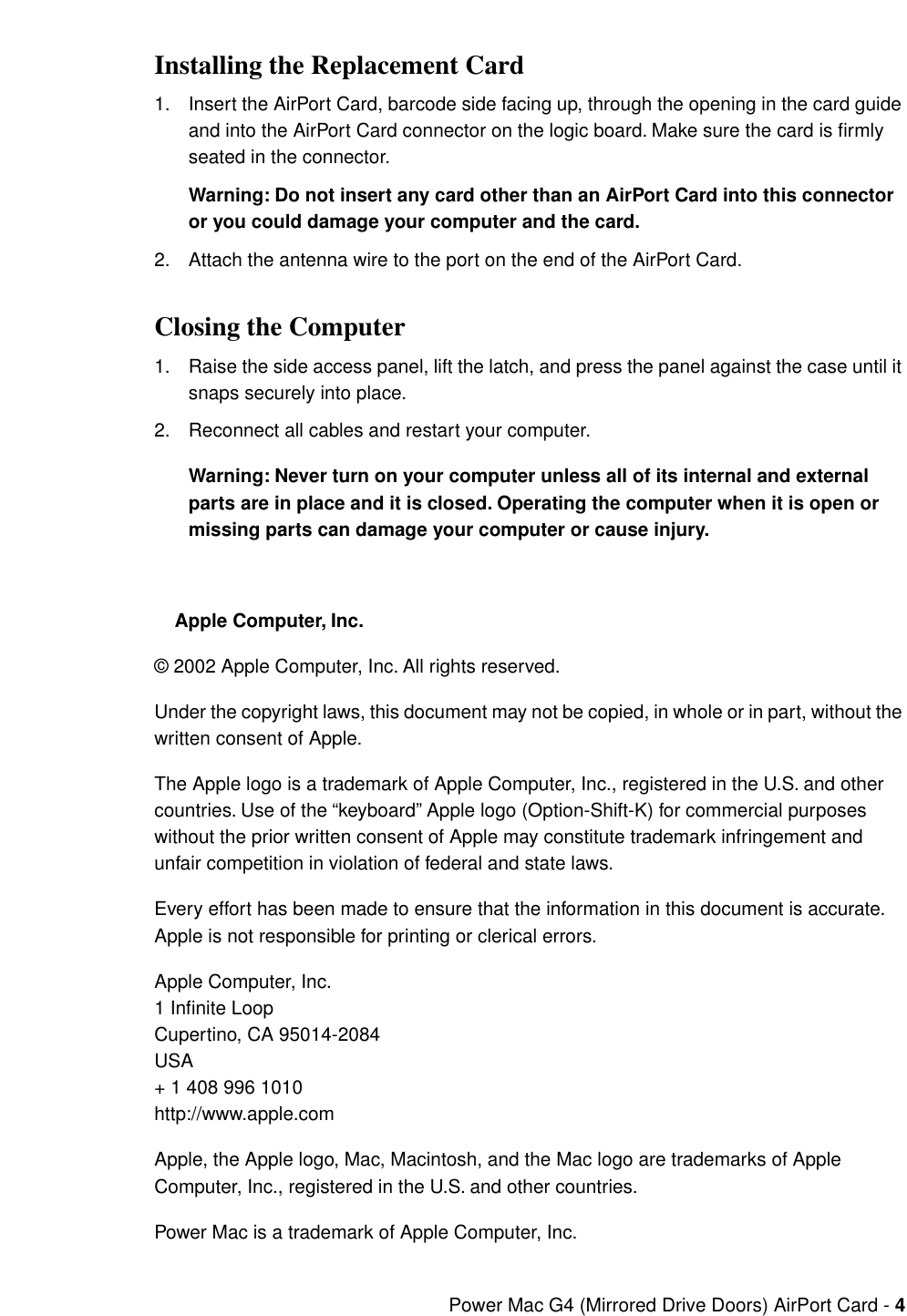 Manual For Apple Power Mac G4